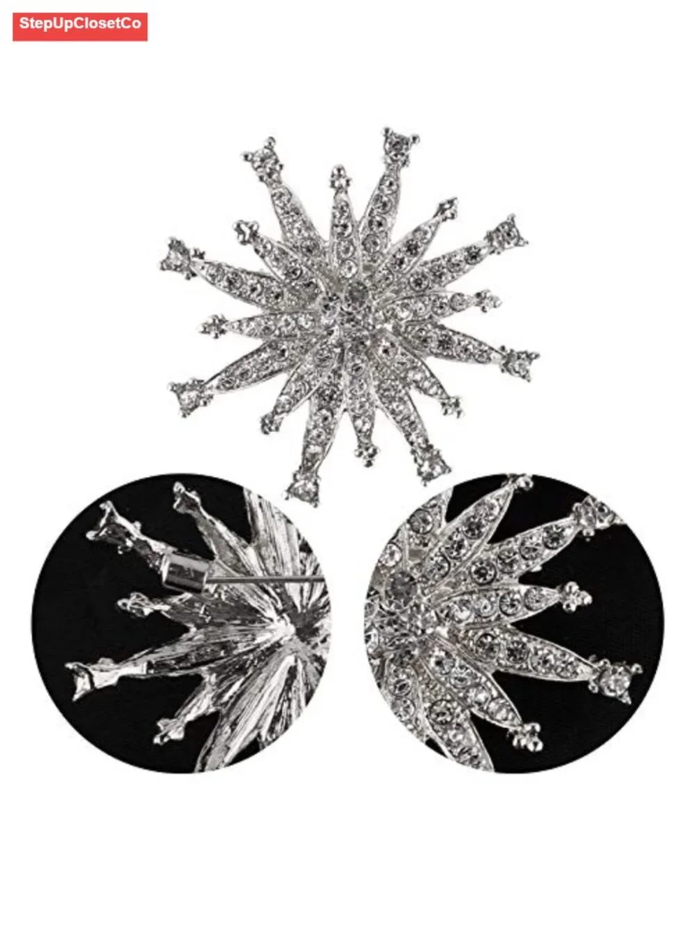 Rhinestone Pearl Christmas Brooch Pin for Sweater Dress Shawl